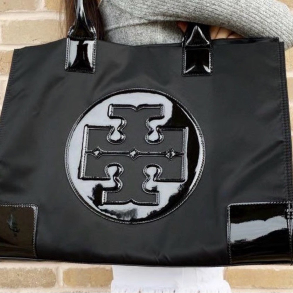 Tory Burch Ella Black Logo Tote